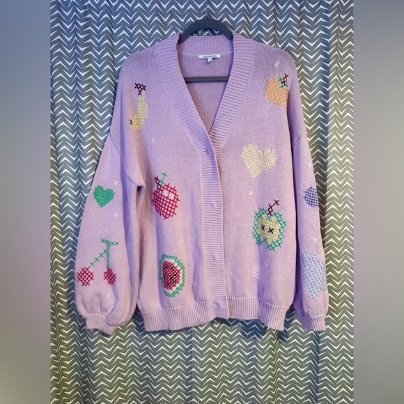 Olivia Rubin | Flora Fruit Cross Stitch Cardigan, size M - Picture 3 of 10